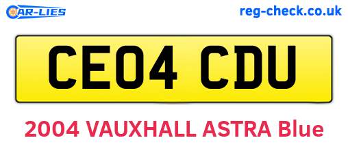 CE04CDU are the vehicle registration plates.