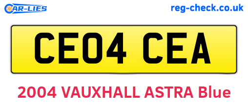 CE04CEA are the vehicle registration plates.