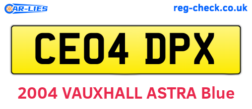CE04DPX are the vehicle registration plates.