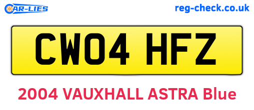 CW04HFZ are the vehicle registration plates.