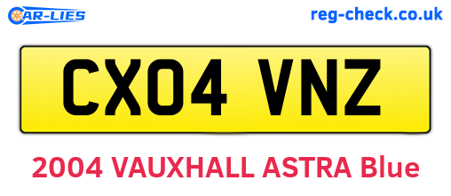CX04VNZ are the vehicle registration plates.