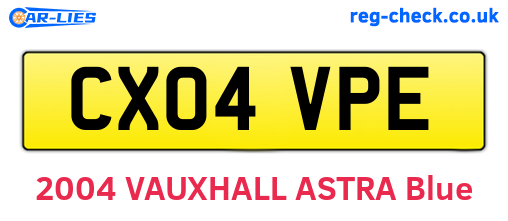 CX04VPE are the vehicle registration plates.