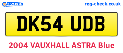 DK54UDB are the vehicle registration plates.