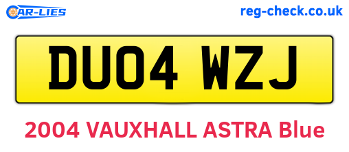 DU04WZJ are the vehicle registration plates.