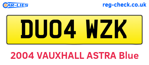 DU04WZK are the vehicle registration plates.