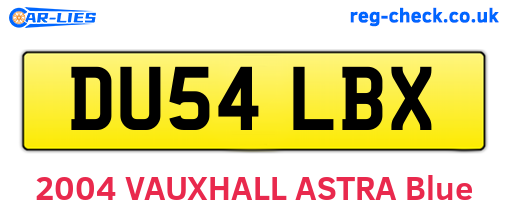 DU54LBX are the vehicle registration plates.