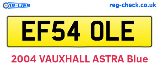 EF54OLE are the vehicle registration plates.