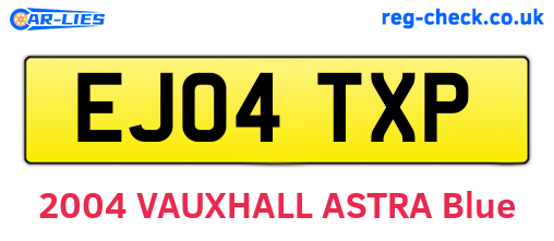 EJ04TXP are the vehicle registration plates.