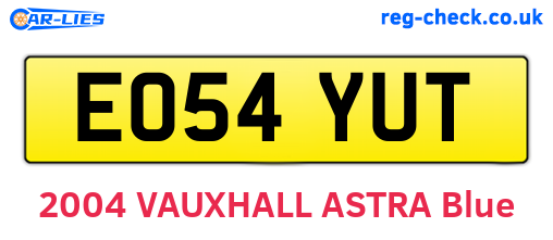 EO54YUT are the vehicle registration plates.