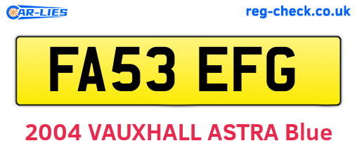 FA53EFG are the vehicle registration plates.