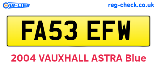 FA53EFW are the vehicle registration plates.