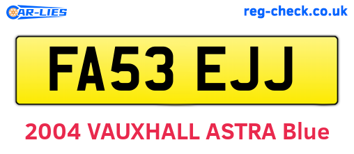 FA53EJJ are the vehicle registration plates.