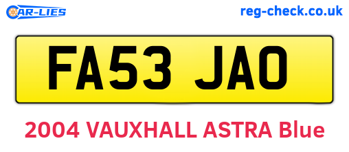 FA53JAO are the vehicle registration plates.