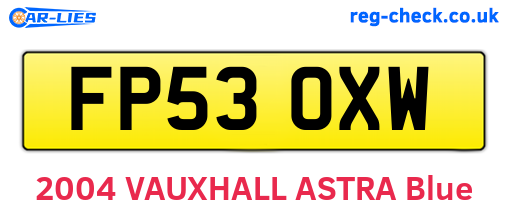 FP53OXW are the vehicle registration plates.