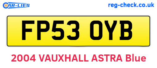 FP53OYB are the vehicle registration plates.