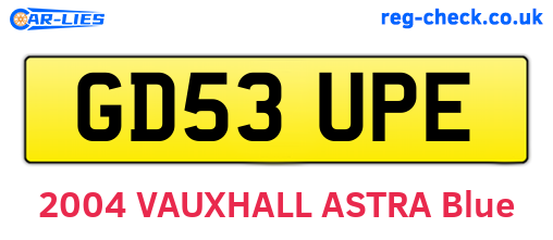 GD53UPE are the vehicle registration plates.