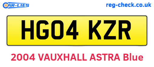 HG04KZR are the vehicle registration plates.