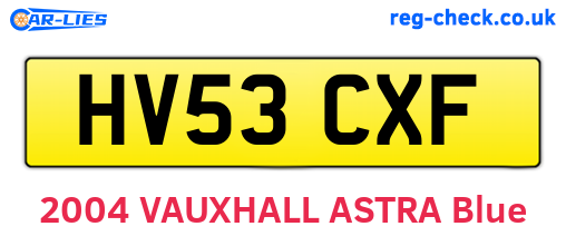 HV53CXF are the vehicle registration plates.