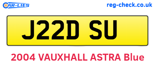 J22DSU are the vehicle registration plates.