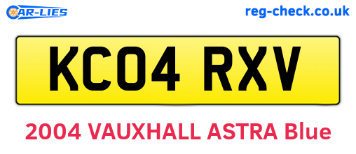 KC04RXV are the vehicle registration plates.
