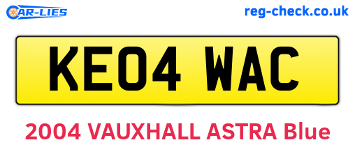 KE04WAC are the vehicle registration plates.