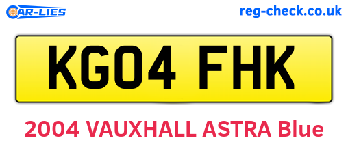 KG04FHK are the vehicle registration plates.