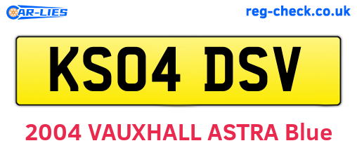 KS04DSV are the vehicle registration plates.