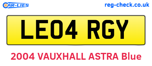 LE04RGY are the vehicle registration plates.