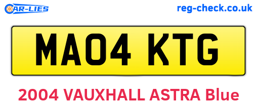 MA04KTG are the vehicle registration plates.