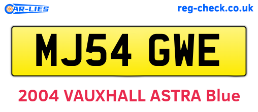 MJ54GWE are the vehicle registration plates.