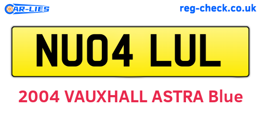 NU04LUL are the vehicle registration plates.