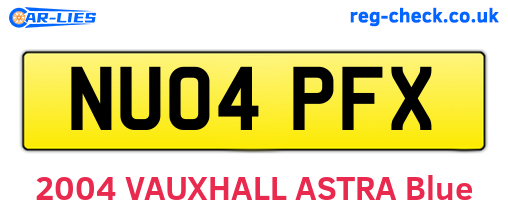 NU04PFX are the vehicle registration plates.