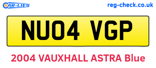 NU04VGP are the vehicle registration plates.
