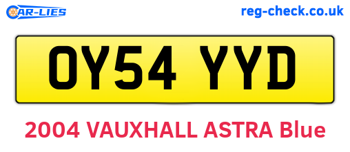 OY54YYD are the vehicle registration plates.