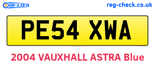 PE54XWA are the vehicle registration plates.