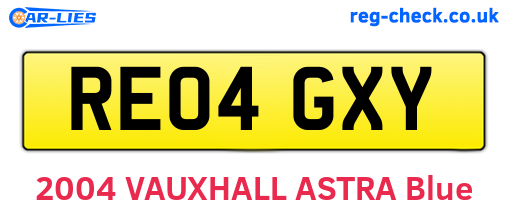 RE04GXY are the vehicle registration plates.
