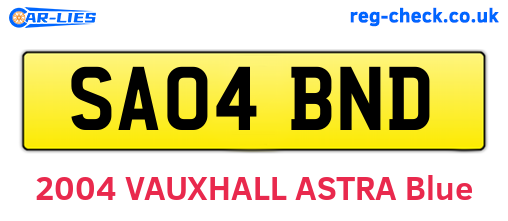 SA04BND are the vehicle registration plates.