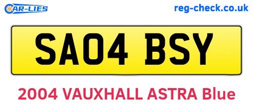 SA04BSY are the vehicle registration plates.