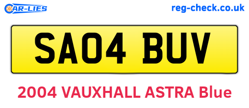 SA04BUV are the vehicle registration plates.