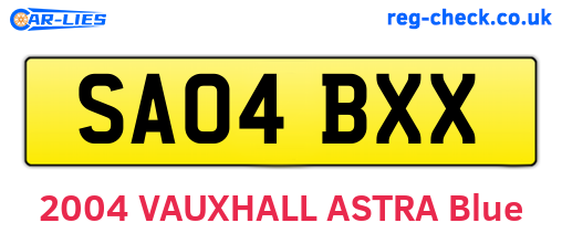 SA04BXX are the vehicle registration plates.