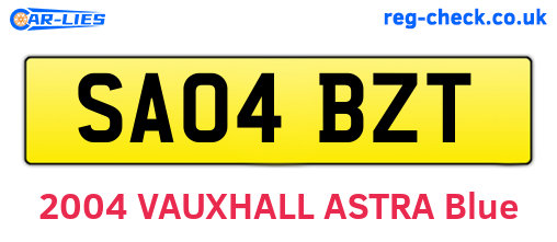 SA04BZT are the vehicle registration plates.