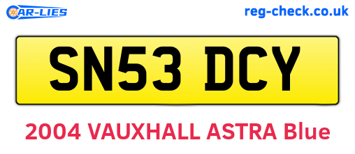 SN53DCY are the vehicle registration plates.