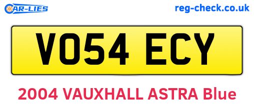 VO54ECY are the vehicle registration plates.
