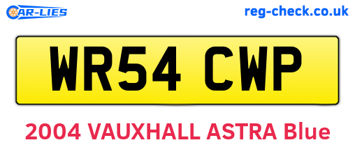 WR54CWP are the vehicle registration plates.