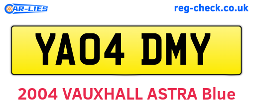 YA04DMY are the vehicle registration plates.