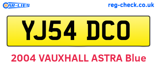 YJ54DCO are the vehicle registration plates.