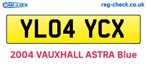 YL04YCX are the vehicle registration plates.