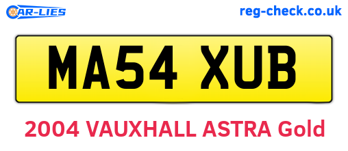 MA54XUB are the vehicle registration plates.