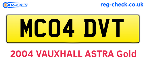 MC04DVT are the vehicle registration plates.