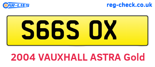 S66SOX are the vehicle registration plates.